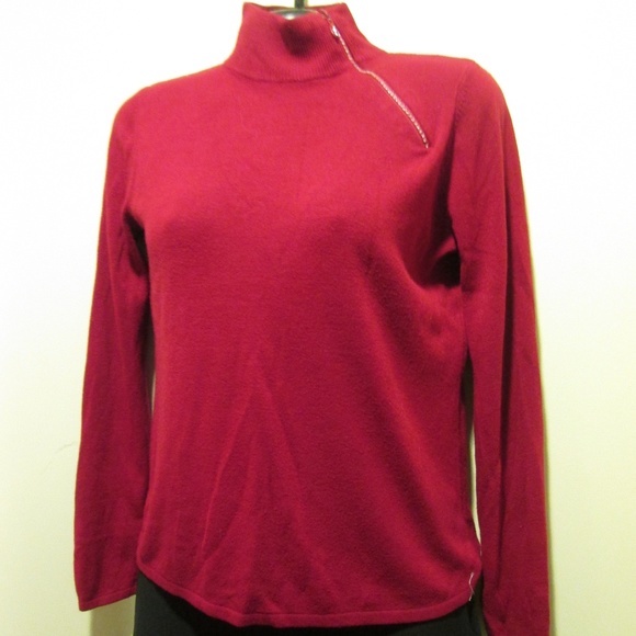 RED ACRYLIC SWEATER WITH RHINESTONES, MEDIUM - Picture 1 of 4